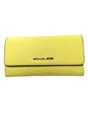 Michael Kors Bright Yellow Saffiano Continental Wallet with Gold Logo